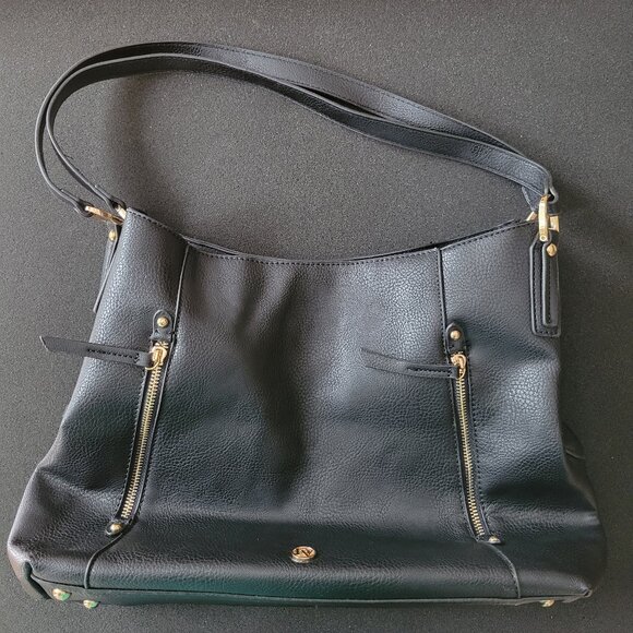 Black Vinyl Shoulder Bag - BRAND NEW, NEVER USED - Picture 1 of 13